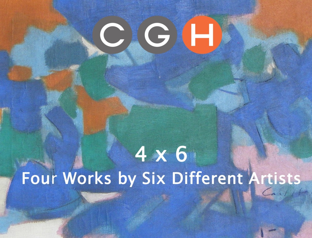4 x 6 exhibition catalogue featuring four works by six different artists.