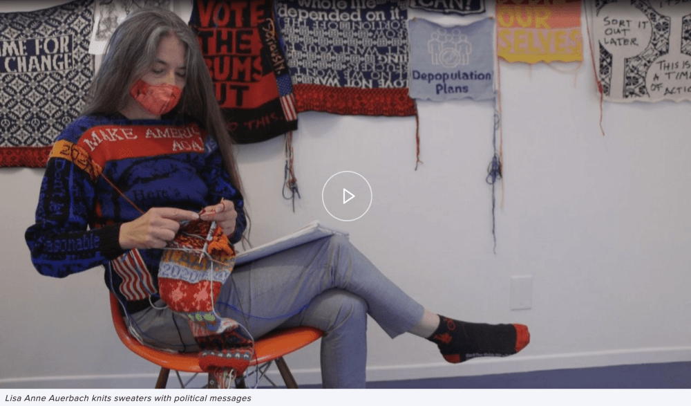 Artist Lisa Anne Auerbach Knits Sweaters with Political Messages