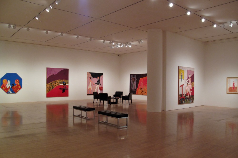 Installation view of Joan Brown's paintings in 'This Kind of Bird Flies Backwards' San Jose Museum of Art, 2011.