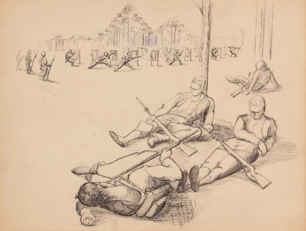AT EASE WITH G.I. PEARLSTEIN: PHILIP PEARLSTEIN CAPTURES WORLD WAR II ON PAPER AT BETTY CUNINGHAM