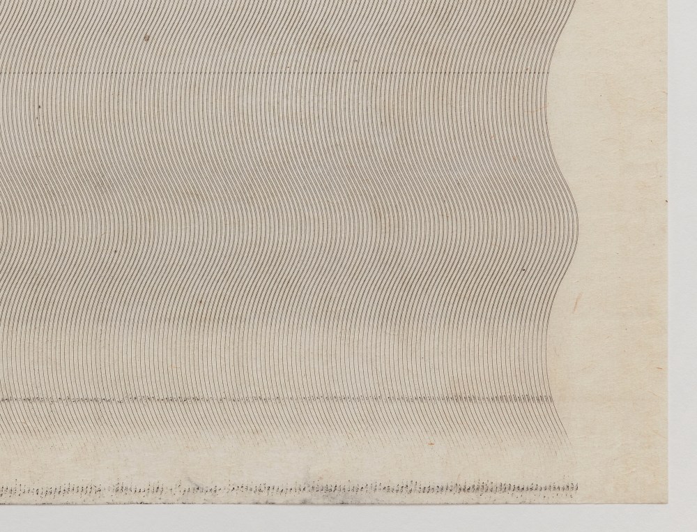 Detail view of: Marsha Cottrell, Untitled (Wavy), 2021, laser toner on paper, unique, paper dimensions: 8 1/2 x 11 inches (21.6 x 27.9 cm)