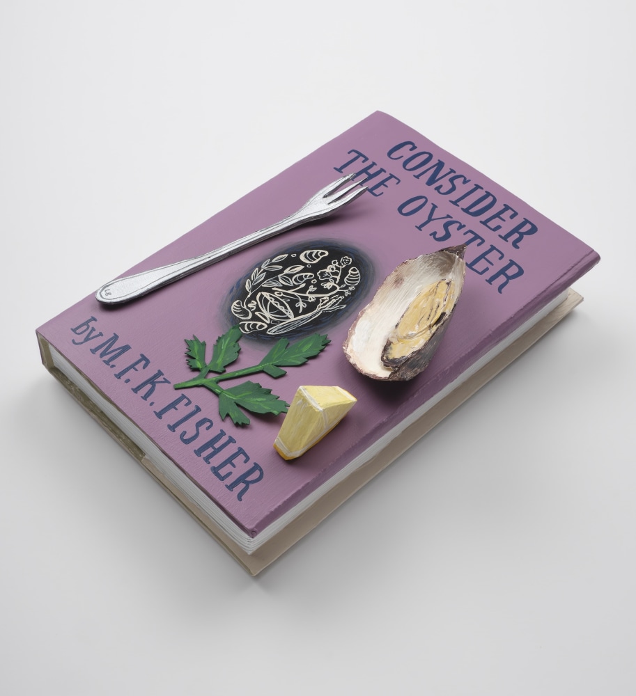 Libby Black, Consider the Oyster MFK Fisher, 2025, paper, paint, pencil, and glue,

9 x 6 x 3 inches (22.9 x 15.2 x 7.6 cm)