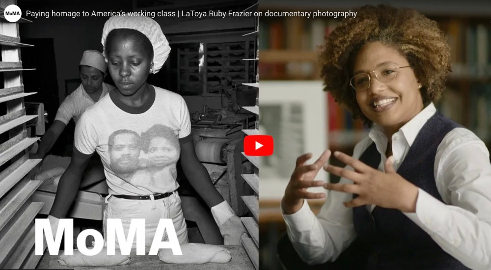 YouTube window previewing a talk by the photographer LaToya Ruby Frazier