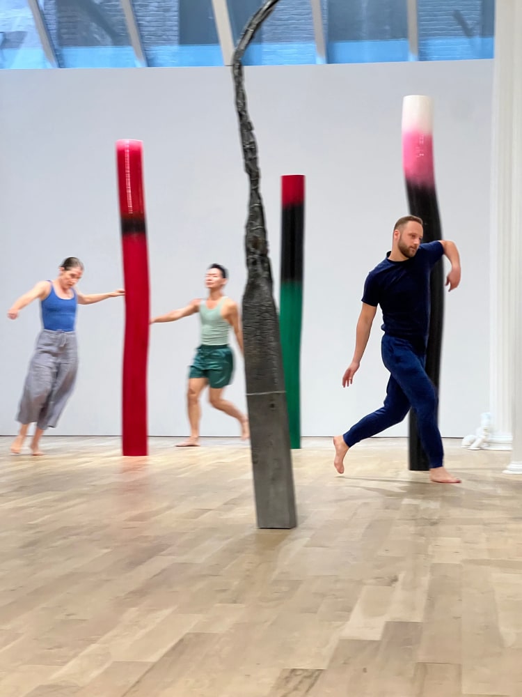 Mark Handforth: Half-Sleep-City,&amp;nbsp;installation at Luhring Augustine Tribeca, New York (2023).&amp;nbsp;Battery Dance Dancers: Sarah Housepian, Vivake Khamsingsavath, Jillian Linkowski, Amy Saunder and Razvan Stoian. Courtesy of the artist and Luhring Augustine, New York. Photo: Violet Handforth.