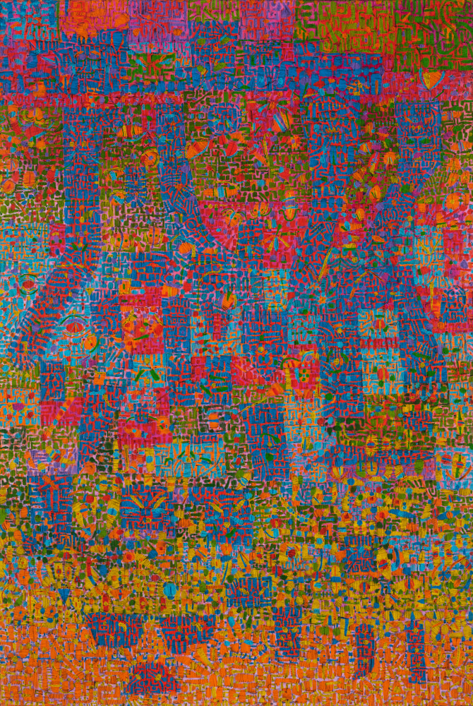 Tomm El-Saieh, Vilaj Imajin&amp;egrave;, 2021
Acrylic on canvas
72 x 48 inches
182.9 x 121.9 cm

&amp;nbsp;