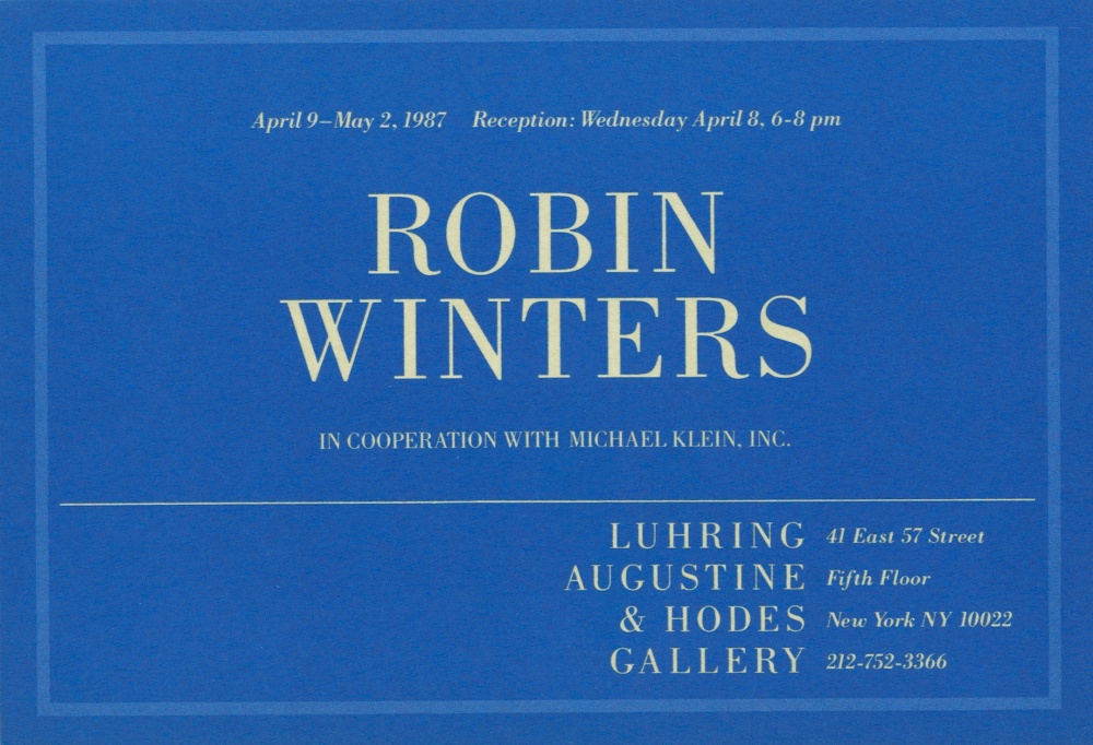 Robin Winters -  - Exhibitions - Luhring Augustine