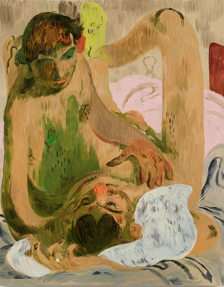 Salman Toor, Boys in Bed, 2021, Oil on canvas,&amp;nbsp;30 x 24 inches&amp;nbsp;(76.2 x 61 cm).