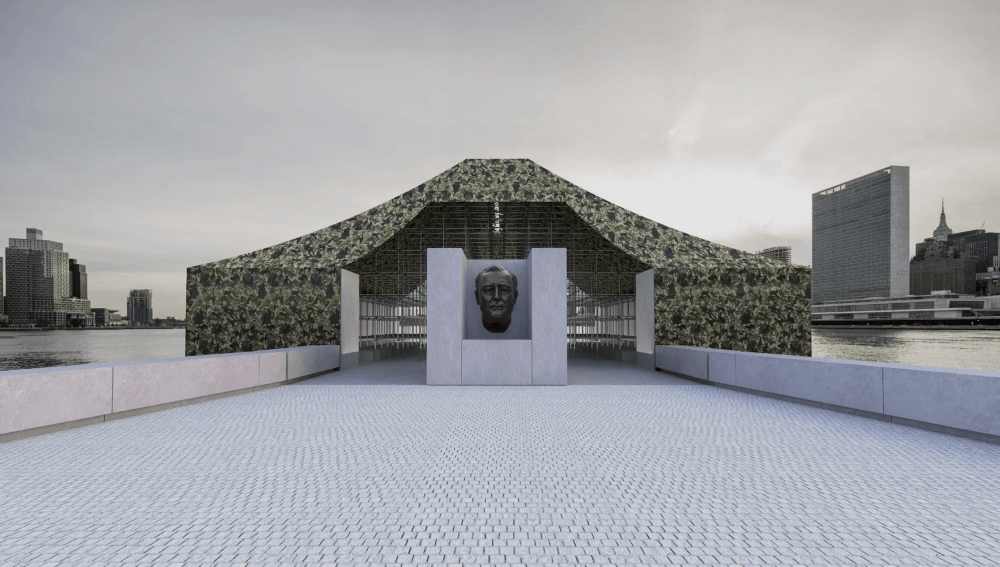 A rendering of the camouflage structure set over metal, by Ai Weiwei, set to debut in September.  Photo Credit: Ai Weiwei