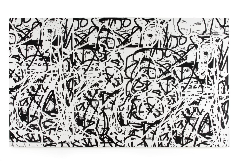 Black and white acrylic on canvas abstract painting by Jeff Elrod
