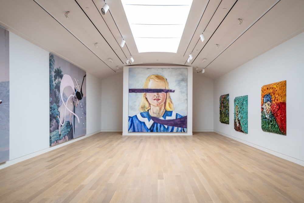 Installation view of Julien Schnabel paintings at Guild Hall