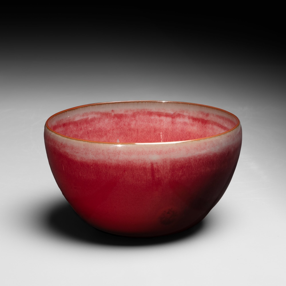 Kawase Shinobu - Kakuji (Fire-Red Celadon) Teabowl - Artworks - Joan B Mirviss LTD | Japanese Fine Art | Japanese Ceramics