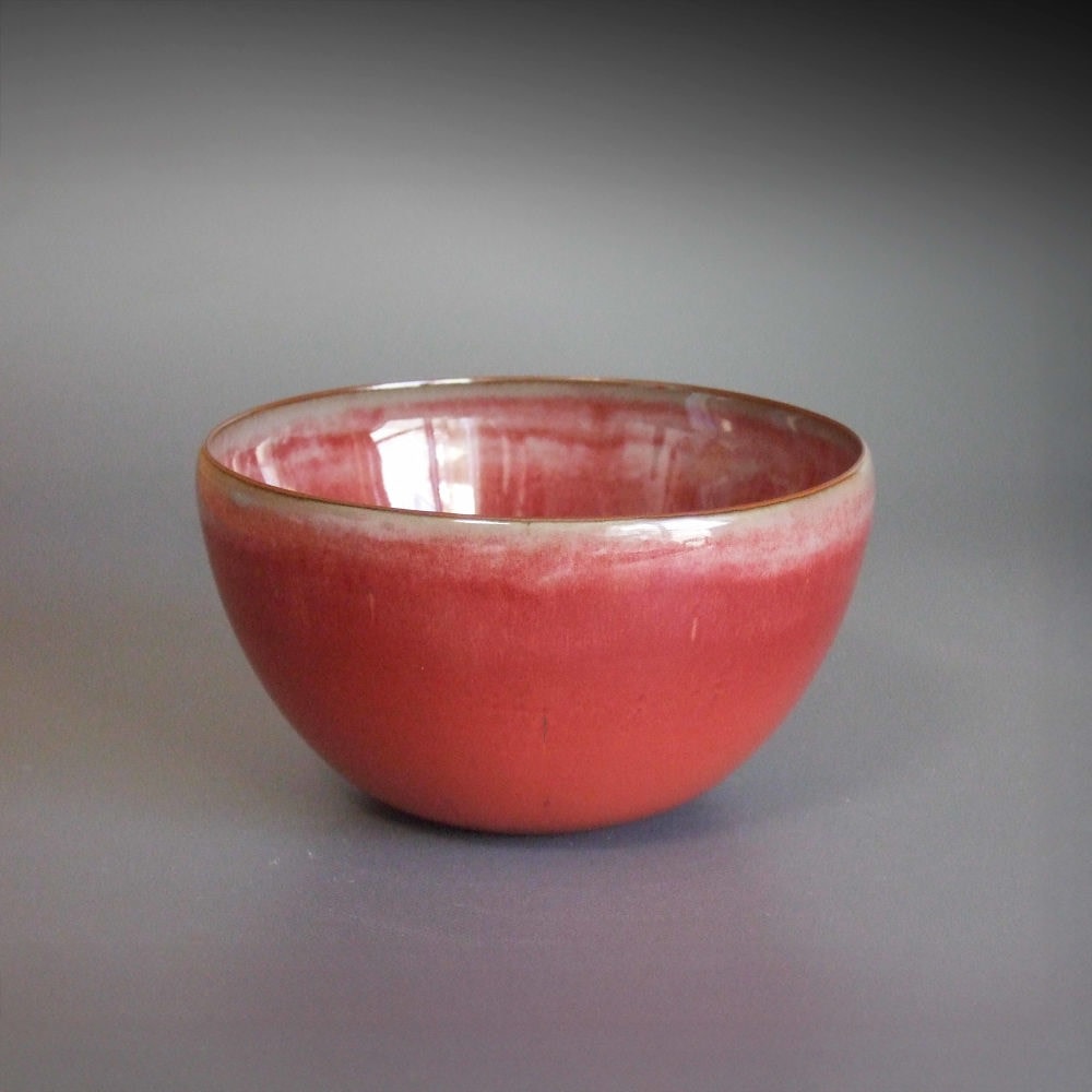 Kawase Shinobu - Kakuji (Fire-Red Celadon) Teabowl - Artworks - Joan B Mirviss LTD | Japanese Fine Art | Japanese Ceramics