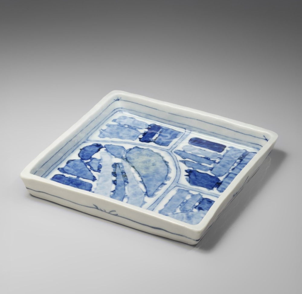 Nagaoka Ami - Square plate with designs - Artworks - Joan B Mirviss LTD | Japanese Fine Art | Japanese Ceramics