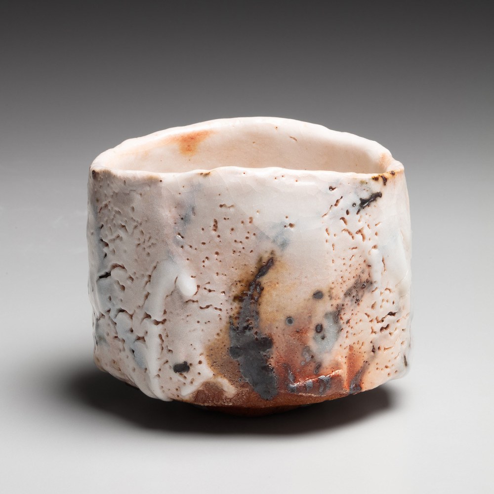 Hori Ichirō - Straight-sided white Shino-type teabowl - Artworks - Joan B Mirviss LTD | Japanese Fine Art | Japanese Ceramics