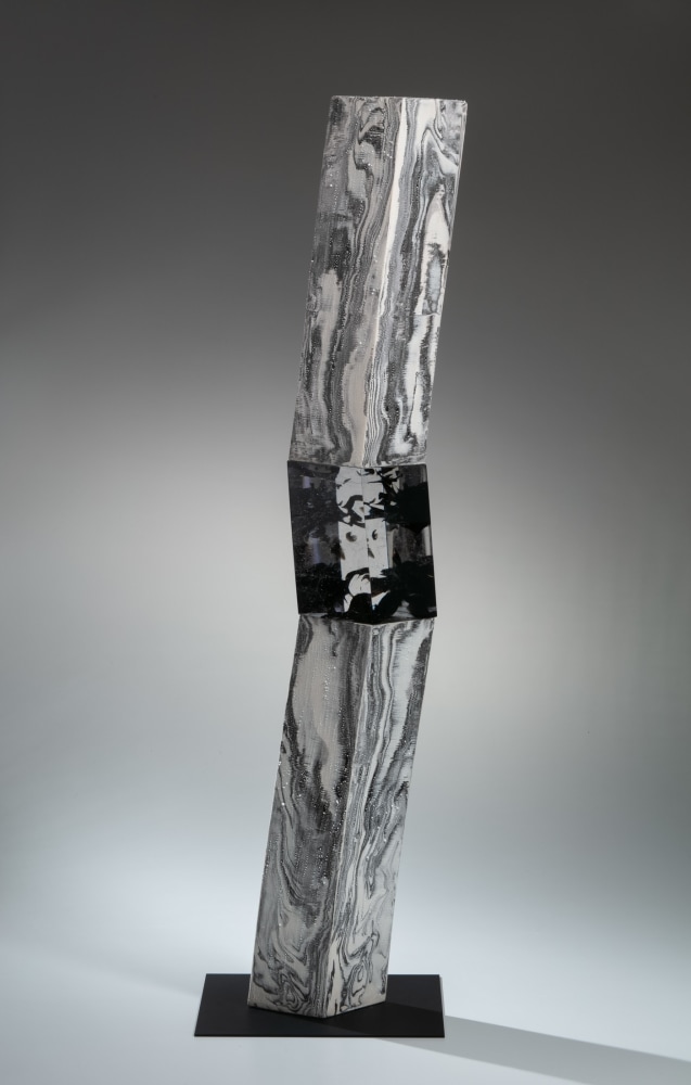 Kondo Takahiro - Standing zigzag monolithic gintekisai "silver mist" sculpture titled, "Wave" - Artworks - Joan B Mirviss LTD | Japanese Fine Art | Japanese Ceramics