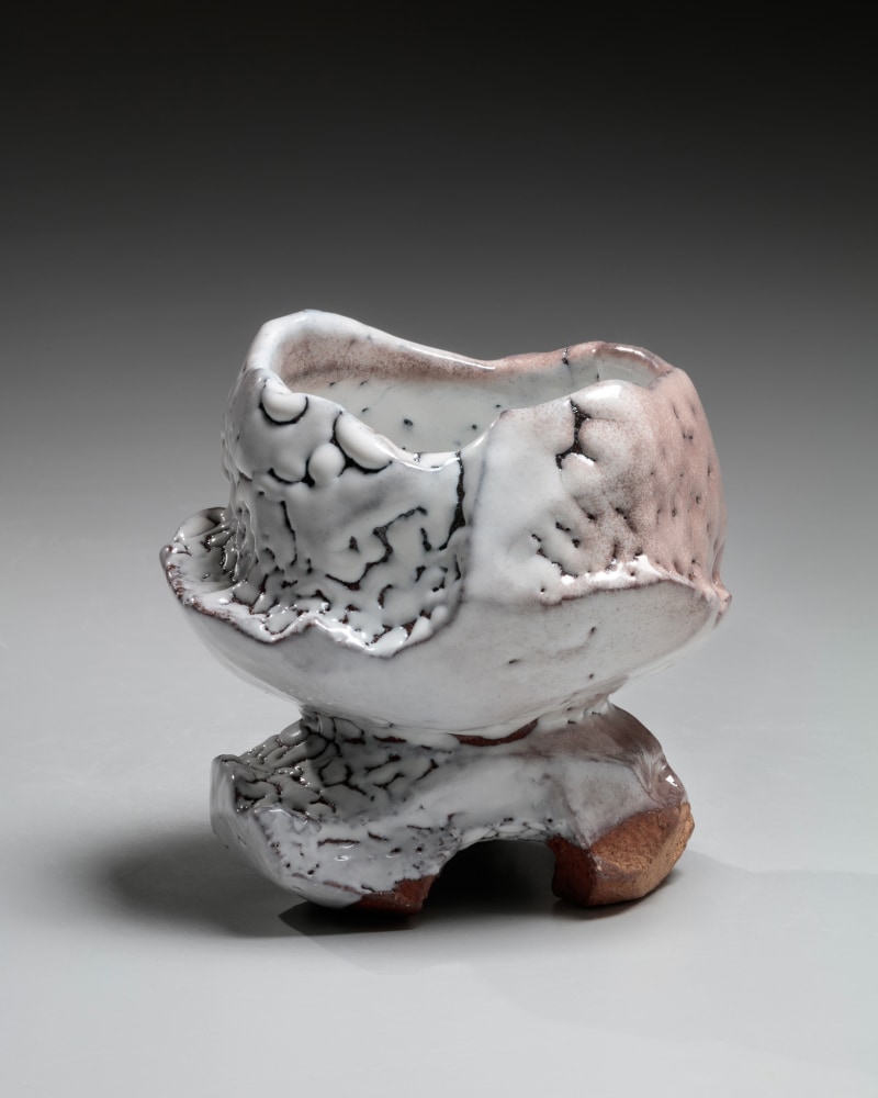 Kaneta Masanao - Ware-kōdai (split-cross footed) Hagi teabowl - Artworks - Joan B Mirviss LTD | Japanese Fine Art | Japanese Ceramics