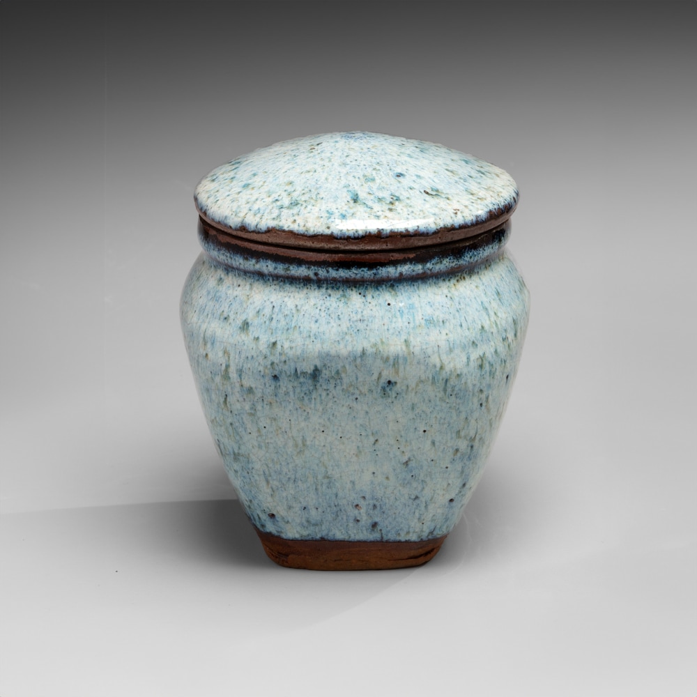 Kawai Kanjirō - Tapering covered jar in namako ("sea cucumber") glaze - Artworks - Joan B Mirviss LTD | Japanese Fine Art | Japanese Ceramics
