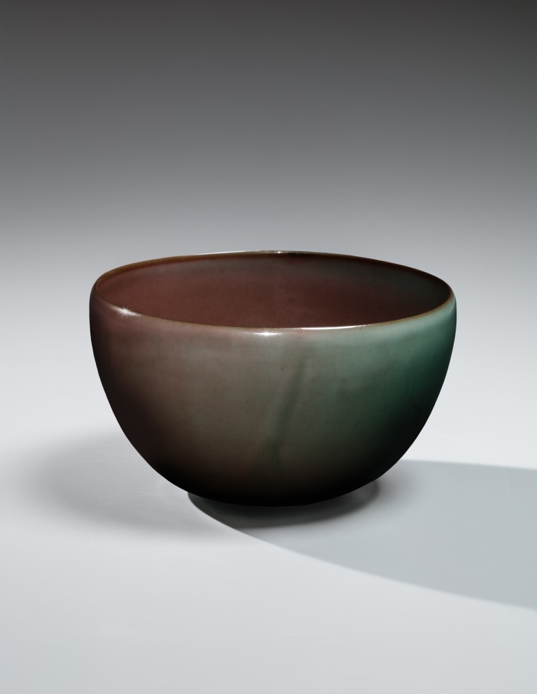 Kawase Shinobu - Wide, round enji (lychee-inspired blush red) teabowl with recessed foot - Artworks - Joan B Mirviss LTD | Japanese Fine Art | Japanese Ceramics