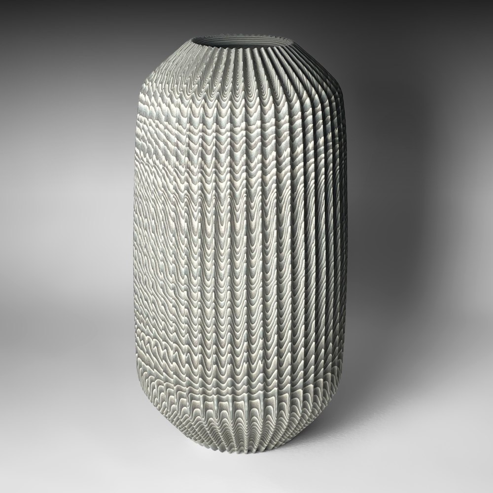 Ogata Kamio - Cylindrical vessel with finely pleated surface - Artworks - Joan B Mirviss LTD | Japanese Fine Art | Japanese Ceramics