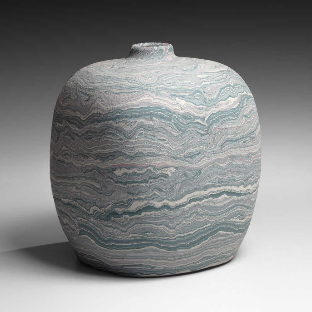 Matsui Kōsei - Round vessel with sand-treated surface - Artworks - Joan B Mirviss LTD | Japanese Fine Art | Japanese Ceramics