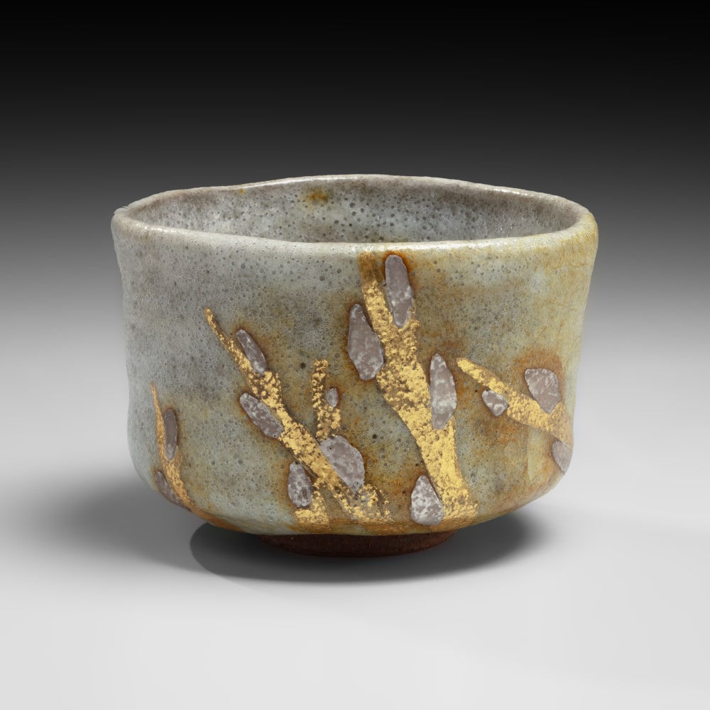 Kiyomizu Rokubei VI - Teabowl with pussy willow design - Artworks - Joan B Mirviss LTD | Japanese Fine Art | Japanese Ceramics