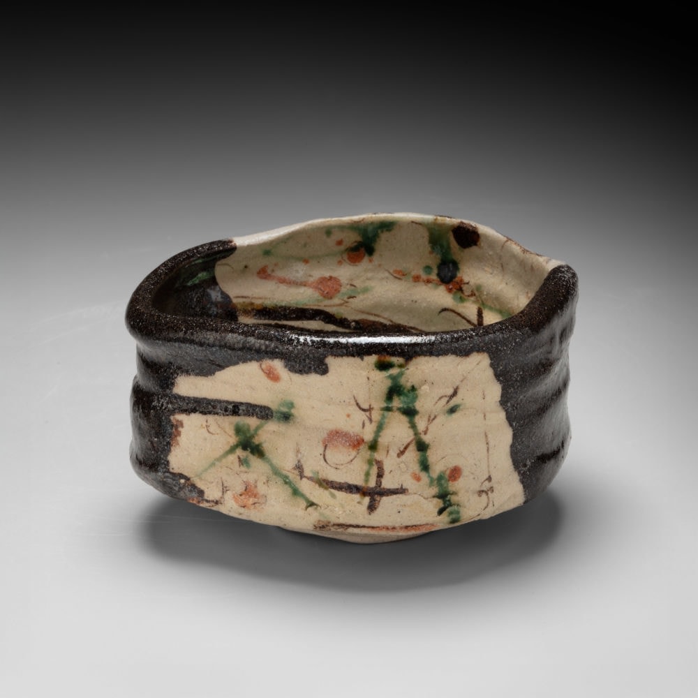 Suzuki Gorō - Yashichida Oribe teabowl - Artworks - Joan B Mirviss LTD | Japanese Fine Art | Japanese Ceramics