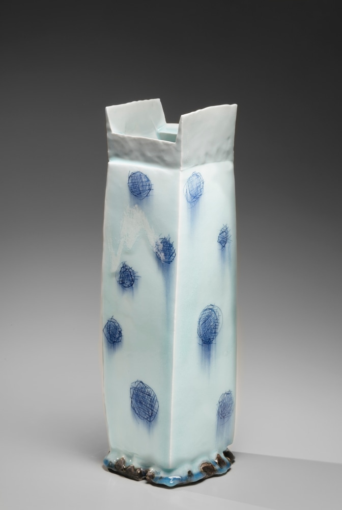 Yoshikawa Masamichi - Tall rectangular vase with dot design - Artworks - Joan B Mirviss LTD | Japanese Fine Art | Japanese Ceramics