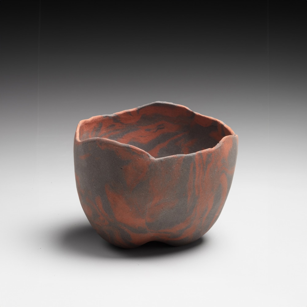 Takiguchi Kazuo - Standing, rounded teabowl with irregular mouth - Artworks - Joan B Mirviss LTD | Japanese Fine Art | Japanese Ceramics