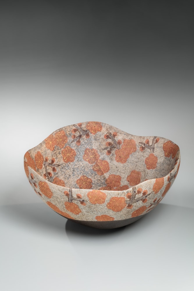 Itō Motohiko - Large bowl with scalloped rim covered in plum blossom pattern - Artworks - Joan B Mirviss LTD | Japanese Fine Art | Japanese Ceramics