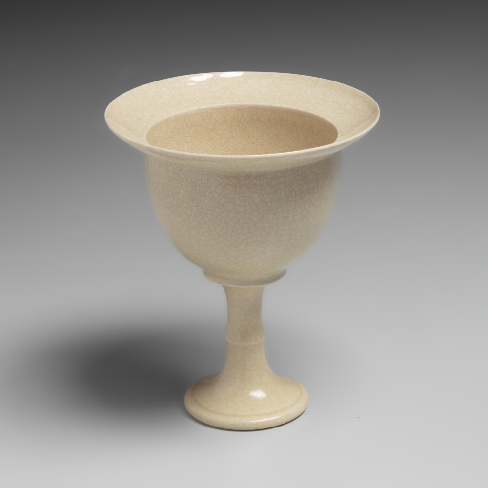 Kawase Shinobu - Stemmed sake cup on high, flaring foot - Artworks - Joan B Mirviss LTD | Japanese Fine Art | Japanese Ceramics