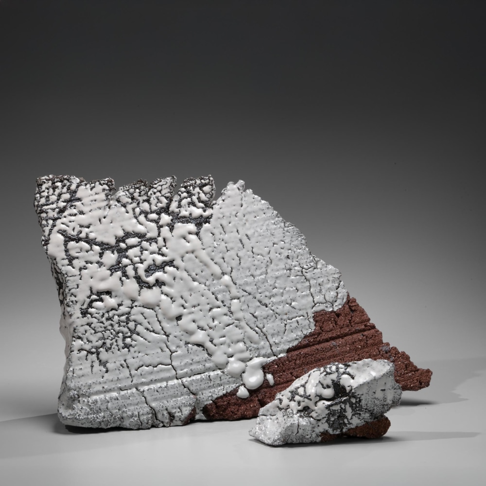 Miwa Kazuhiko (Kyūsetsu XIII) - Two-part sculpture resembling a mountain landscape - Artworks - Joan B Mirviss LTD | Japanese Fine Art | Japanese Ceramics