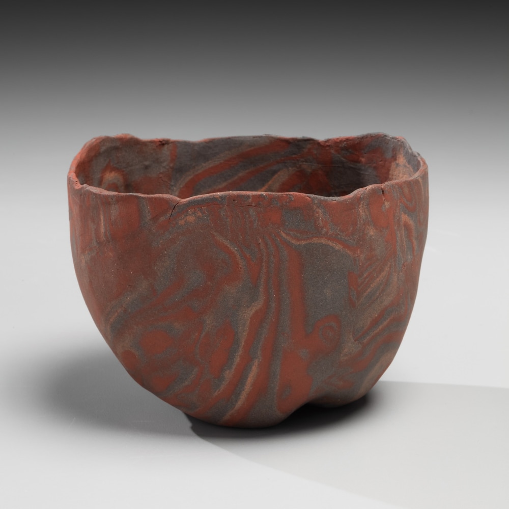 Takiguchi Kazuo - Standing, rounded teabowl with irregular mouth - Artworks - Joan B Mirviss LTD | Japanese Fine Art | Japanese Ceramics