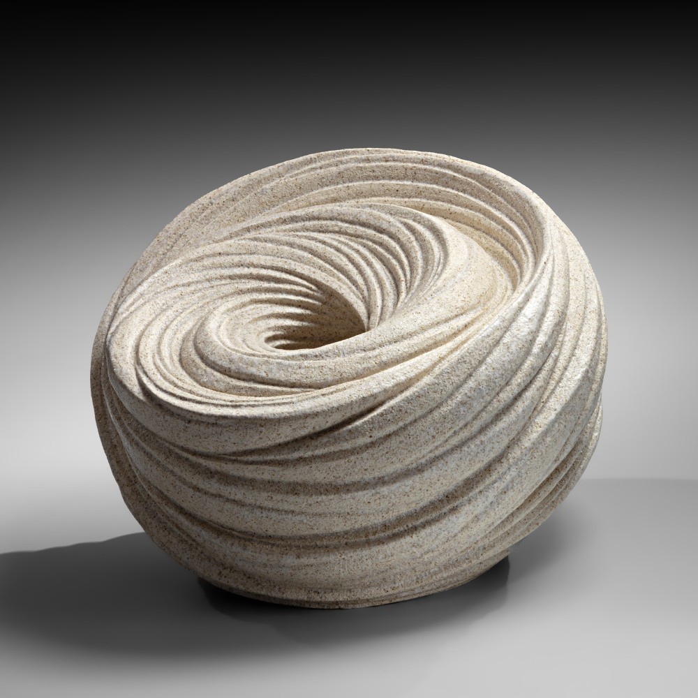 Sakiyama Takayuki - Rounded vessel with tightly spiraling, carved and incised folds - Artworks - Joan B Mirviss LTD | Japanese Fine Art | Japanese Ceramics