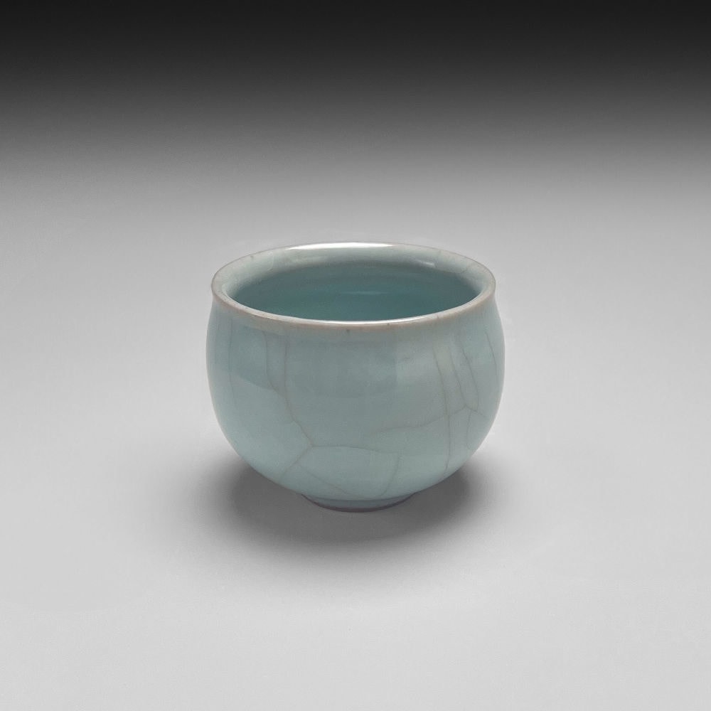 Miura Koheiji - Rounded crackled-celadon sake cup - Artworks - Joan B Mirviss LTD | Japanese Fine Art | Japanese Ceramics