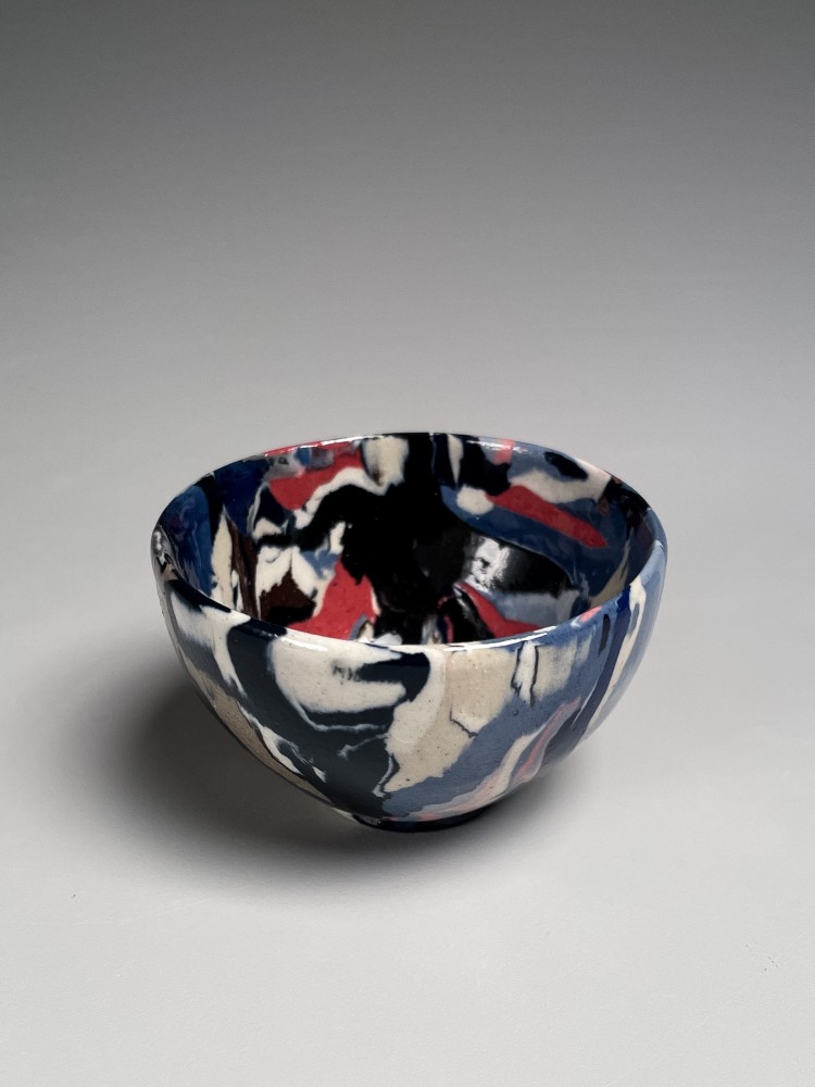 Matsui Kōsei - Neriage (marbleized) sake cup - Artworks - Joan B Mirviss LTD | Japanese Fine Art | Japanese Ceramics
