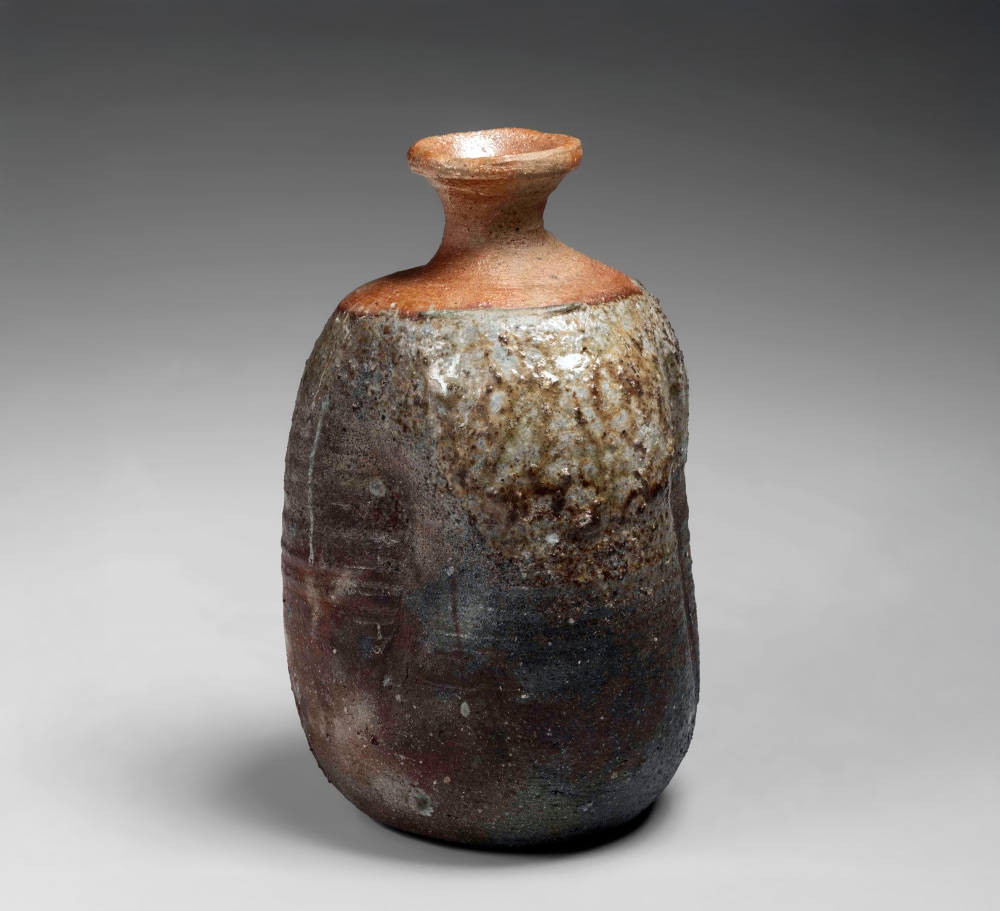 Tsuji Seimei - Bizen sake flask with extensive kiln effects - Artworks - Joan B Mirviss LTD | Japanese Fine Art | Japanese Ceramics