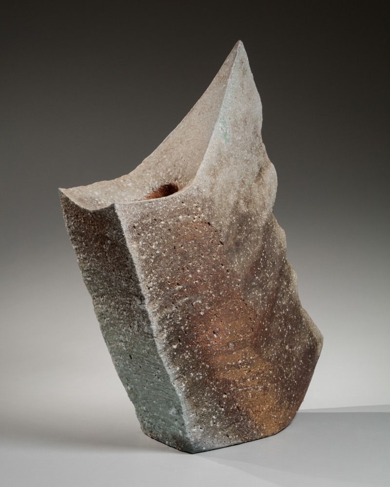 Kohyama Yasuhisa - Tall, angled upswept sculptural form; titled, Kaze (Wind) - Artworks - Joan B Mirviss LTD | Japanese Fine Art | Japanese Ceramics