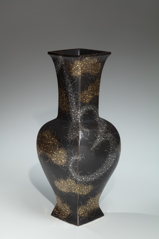 Morino Akito - Baluster vase with pine motif and auspicious numerical design - Artworks - Joan B Mirviss LTD | Japanese Fine Art | Japanese Ceramics