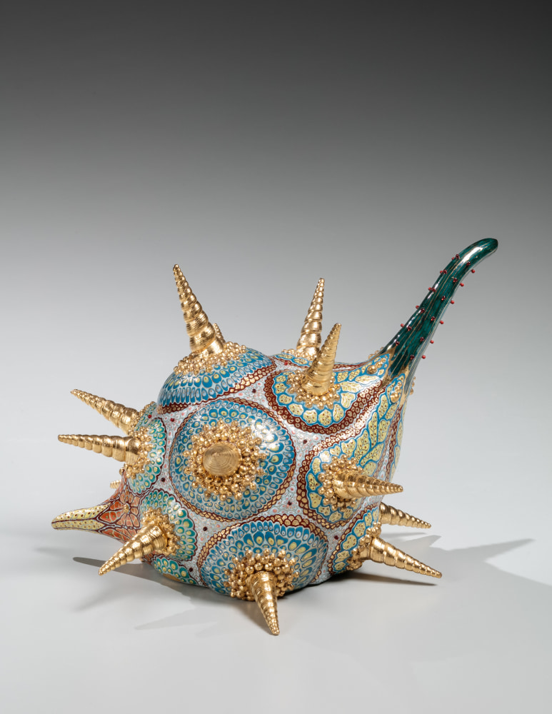 Tomita Mikiko - Round polychrome "cell" sculpture - Artworks - Joan B Mirviss LTD | Japanese Fine Art | Japanese Ceramics