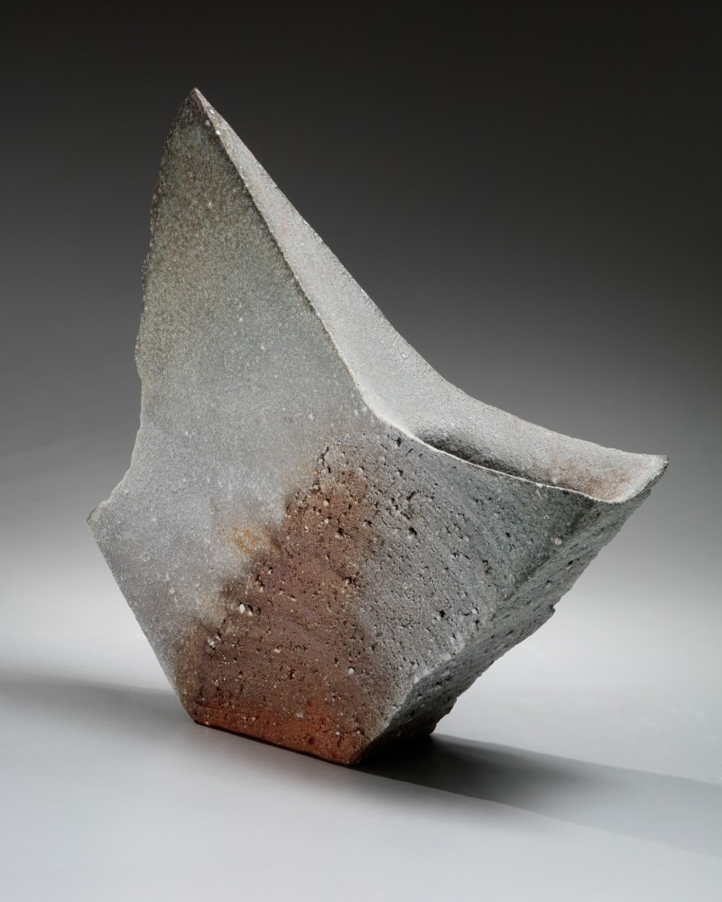 Kohyama Yasuhisa - Angled upswept, sculptural form; titled, Kaze (Wind) - Artworks - Joan B Mirviss LTD | Japanese Fine Art | Japanese Ceramics