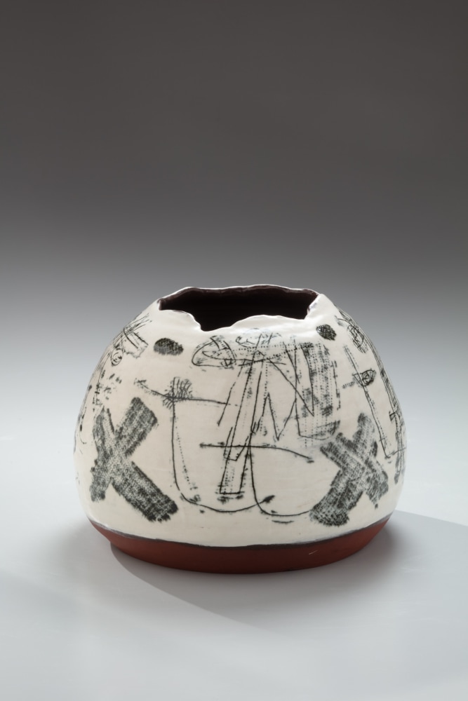 Kumakura Junkichi - Rounded vessel with improvisational style drawing pattern - Artworks - Joan B Mirviss LTD | Japanese Fine Art | Japanese Ceramics