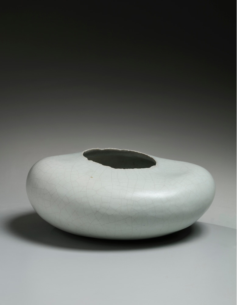 Kiyomizu Rokubey VII - Oblong vase with torn mouth - Artworks - Joan B Mirviss LTD | Japanese Fine Art | Japanese Ceramics