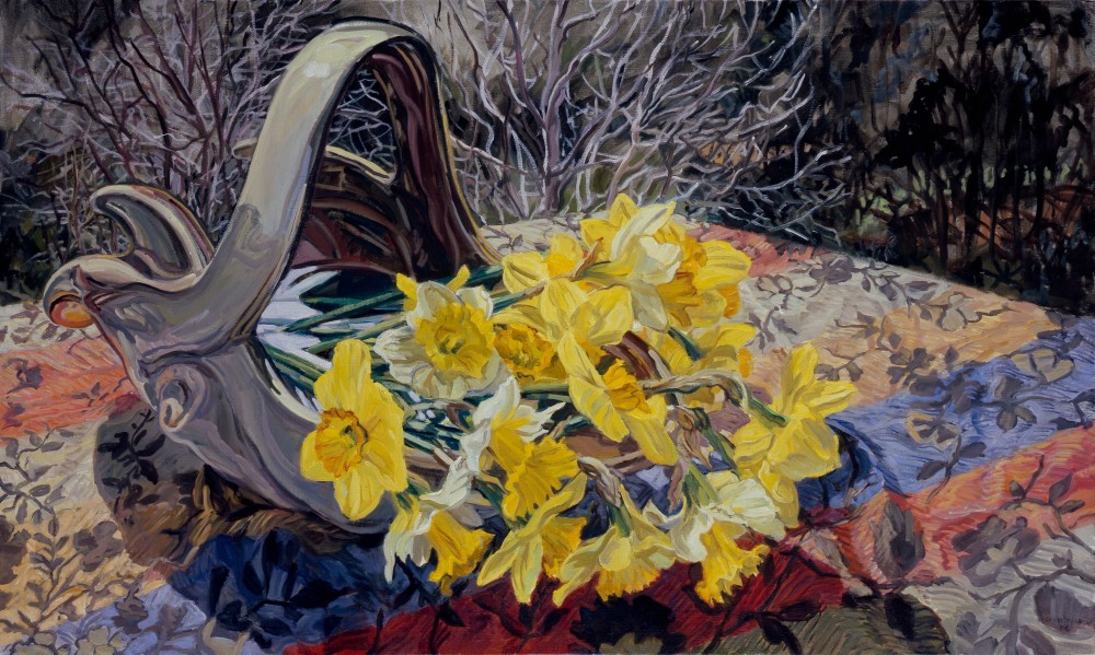 Daffodils/Dark Trees, 2008, Oil on canvas