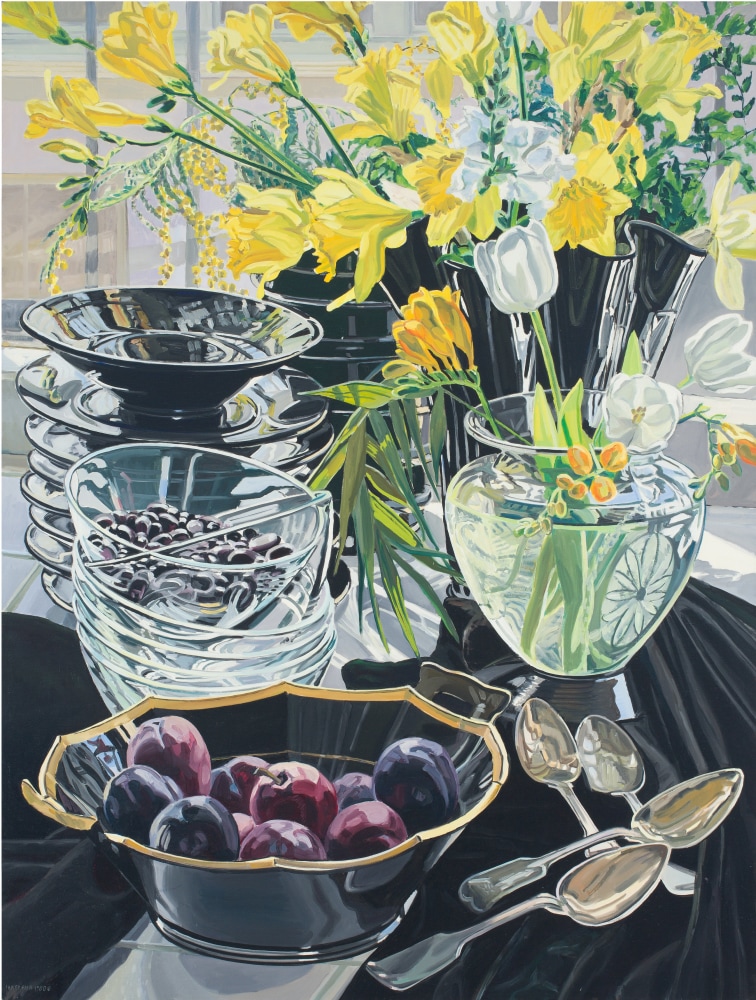Black Vase with Daffodils, 1980, Oil on canvas
