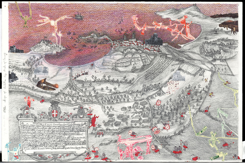 Boys&#039; Art #24: Siege of Antibes, 1592, 2001-02, Mixed media on paper