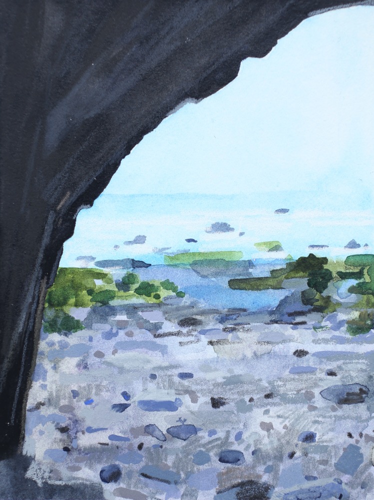 Cave and Beach, 2016, Mixed media on paper