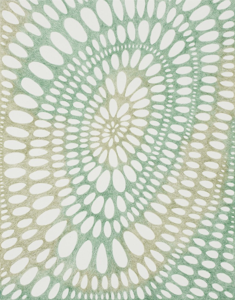 A Green Touch, 2018, Colored pencil on paper