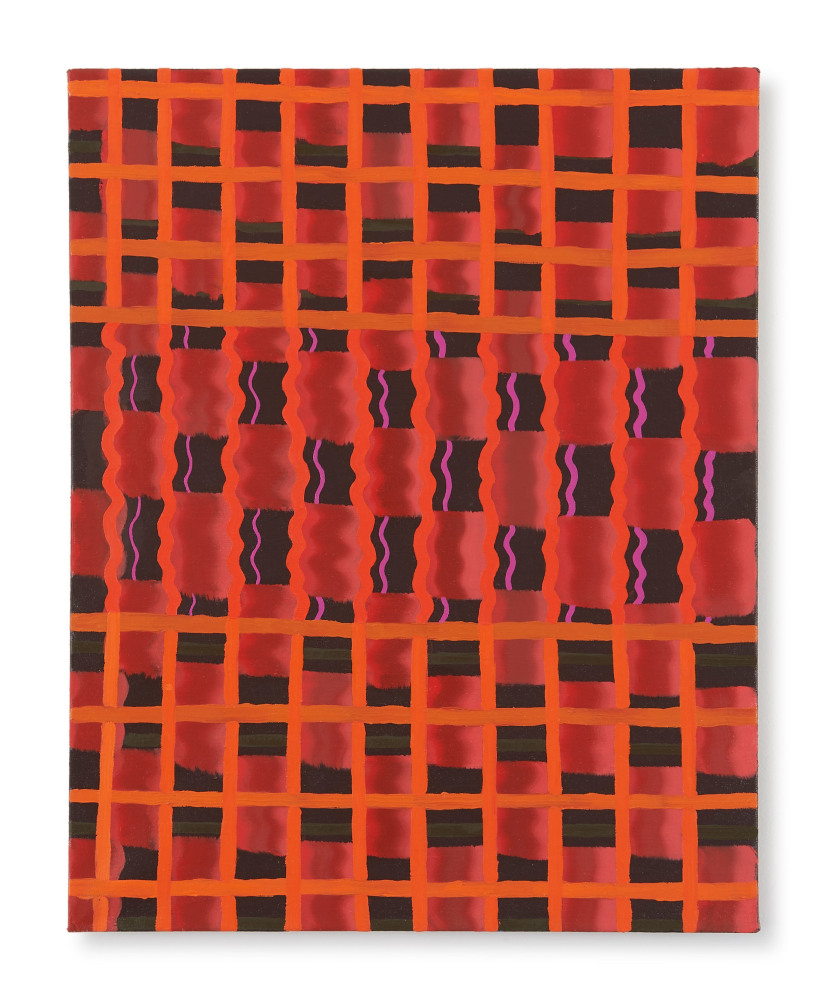 Beverly Acha Untitled (red-orange-grid), 2017