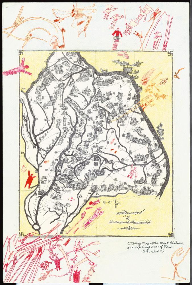 Boys&#039; Art #14: Military Map of the Korat Plateau, 2003, Mixed media on paper