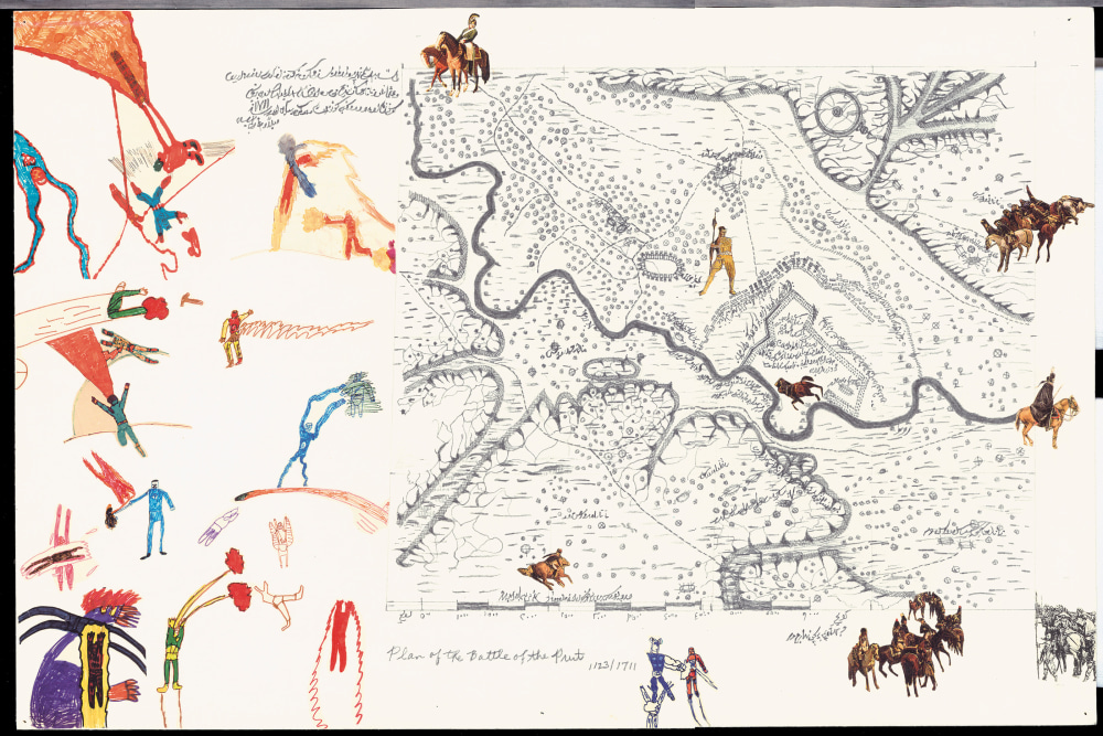 Boys&#039; Art #3: Plan of the Battle of the Prut 1123/1711, 2001-02, Mixed media on paper